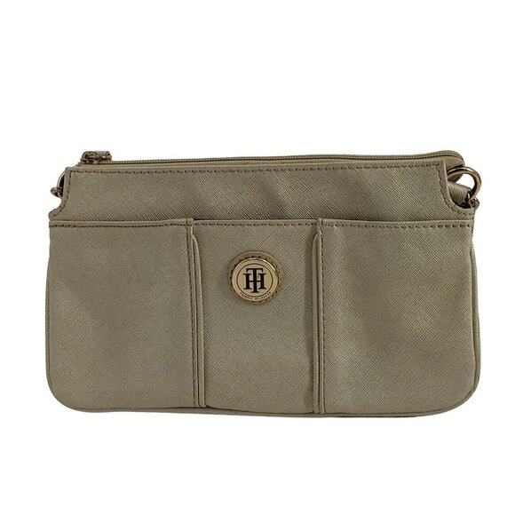 TOMMY HILFIGER Faux Leather Ivory Iridescent Crossbody Good Pre-Owned Condition - Picture 2 of 5
